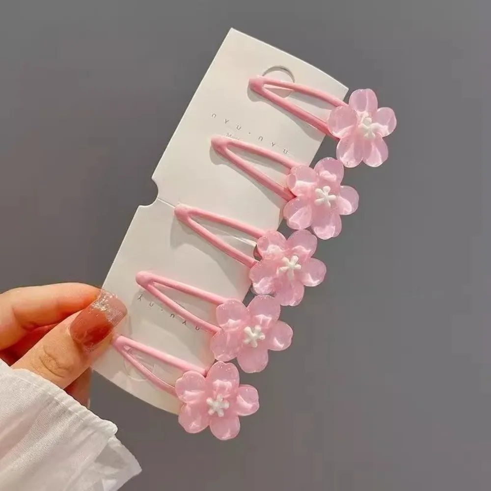 2Pcs/lot Pink Sakura Bobby Pins Hairpin Side Hair Clip Girl Women Cute Creamy Pink Flower Headwear Sweet Hairpins Ornament Gifts