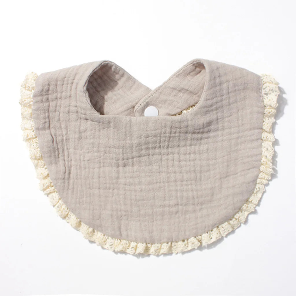 Double-Layer Pure Cotton Class a Newborn Bib Baby Absorbent Gauze Drool Cloth Photo Prop Soft Comfortable Unisex 0-3 Months