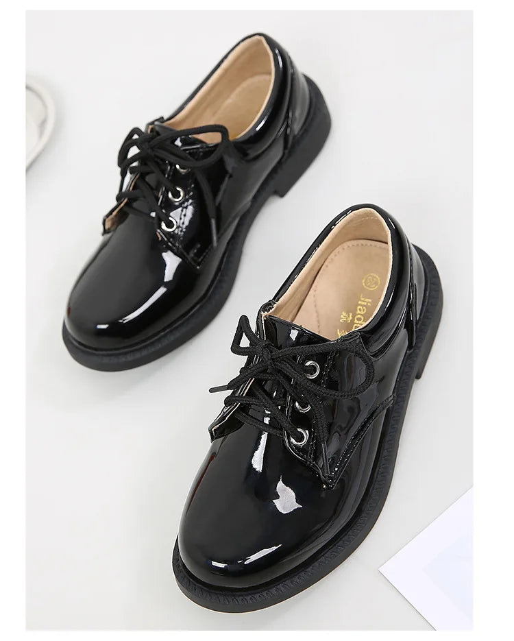 New Big Kids Loafers Boys Patent Leather Shoes Adult British Style Dress Shoes Men Casual Versatile Shoes Soft Sole Comfortable