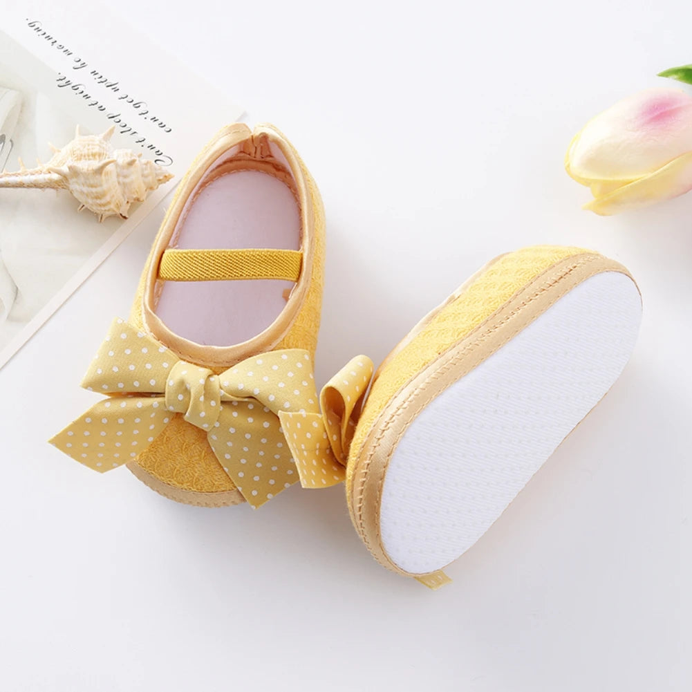 Mädchen Ballerinas mit Anti-Rutsch Weicher Sohle, Süße Schleife Schuhe Neugeborene Prinzessin Hochzeitsschuhe Kleinkind Lauflernschuhe 0-12M