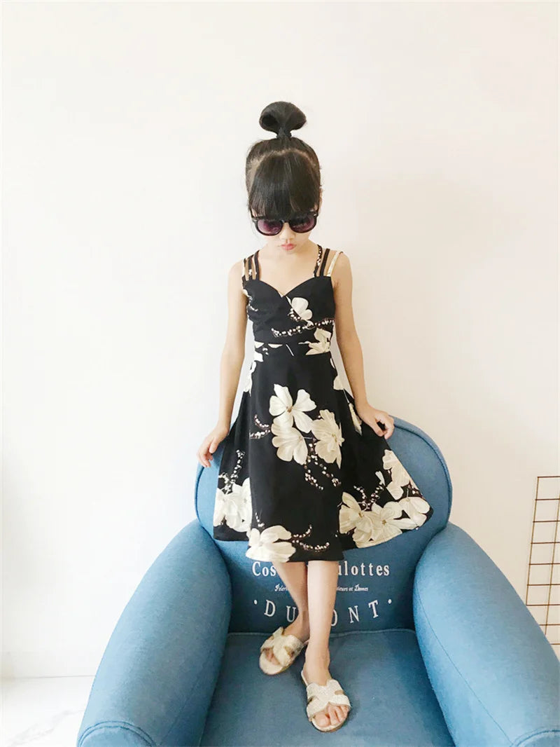 2024 Family Matching Outfits Dresses Summer Mother Daughter Dress Fashion Clothing Girl Mom Daughter Chiffon Beach Dress Clothes