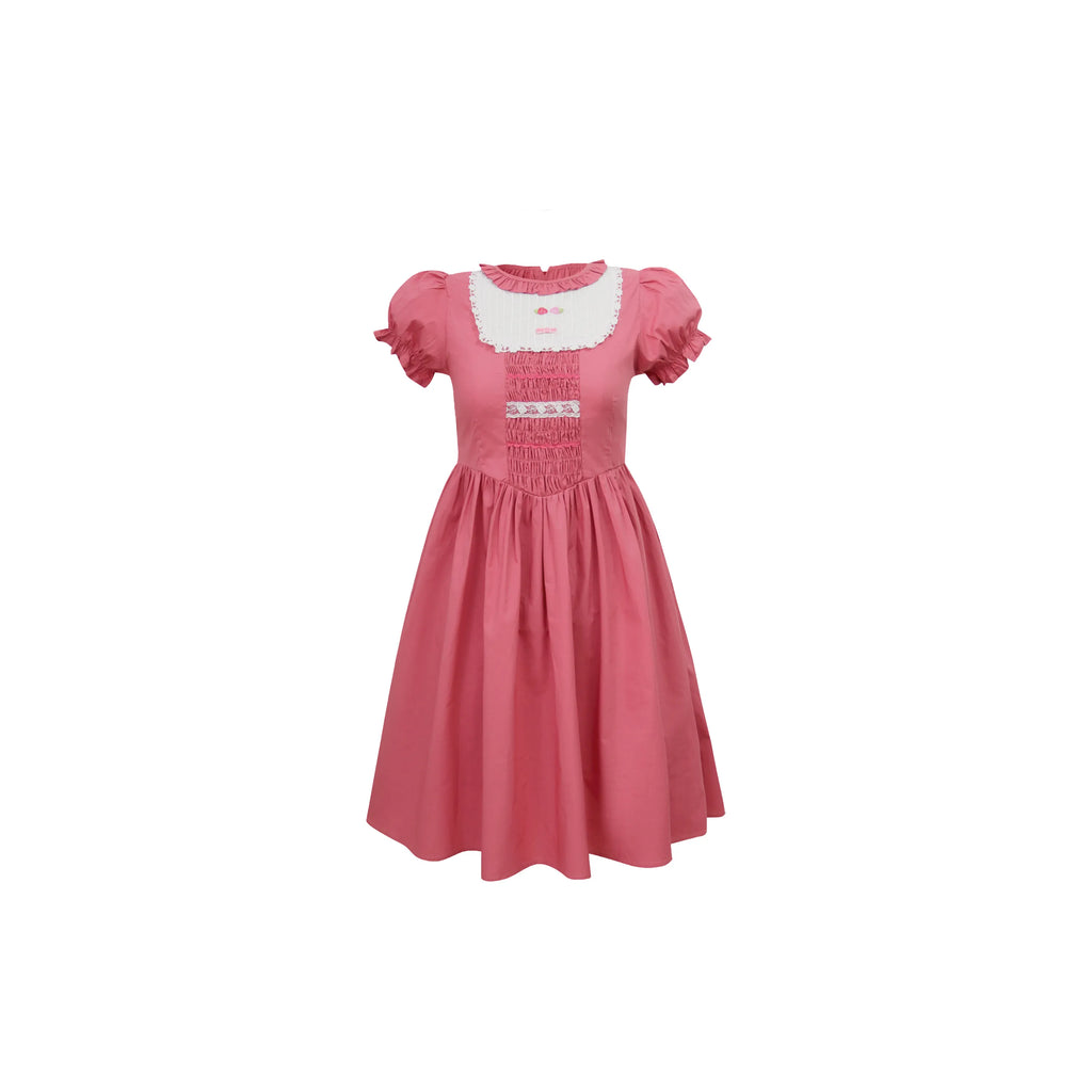 Baby One-year-old Mother and Daughter Boutique Dress Rose Red Dress Girls Summer Parent-child Mori Pastoral Dress