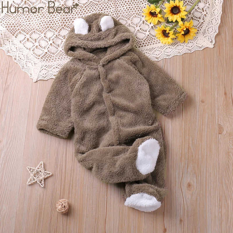 Humor Oso Estilo Cartoon Otoño Invierno Manga Larga Bebés Niños Niñas Monos Peleles Bodys Bebé Ropa
