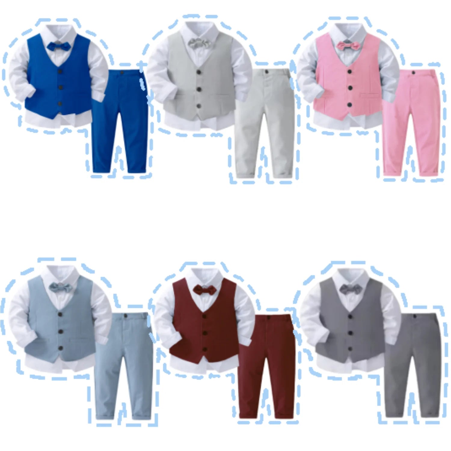 Herrenanzüge Geburtstagskostüm für Jungen Kinder Frühling Herbst Boutique Kleidung Set Unifarben Weste Anzug Kinder Baumwolle Formelle Kleidung