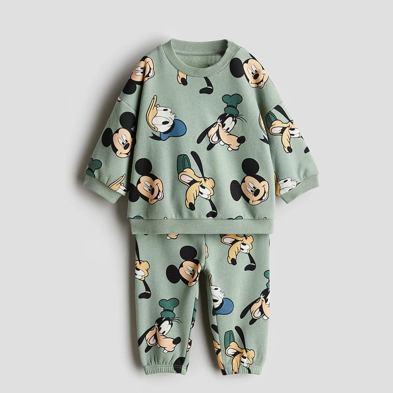 Autumn New Child Costume Mickey Hoodies +Pants 2Piece Set Fashion Casual Outfits Kids Crewneck Tops Pants Long Sleeve Outfits