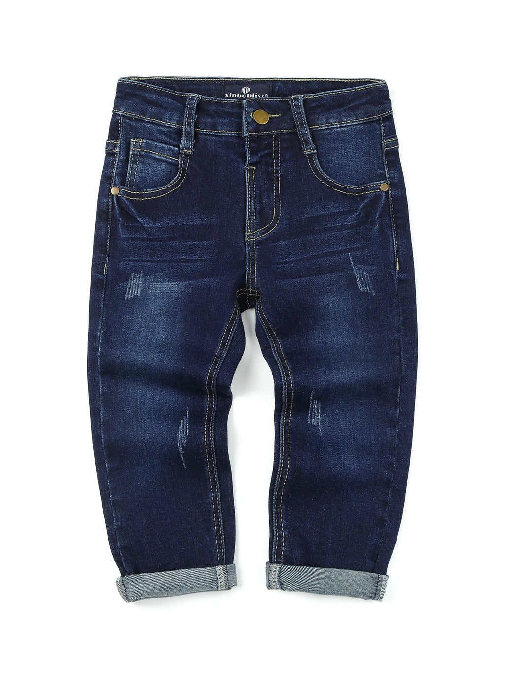 [Pantalones vaqueros para niños] Jeans elásticos casuales para niños Pantalones sólidos de moda para jóvenes de primavera y otoño con bolsillos