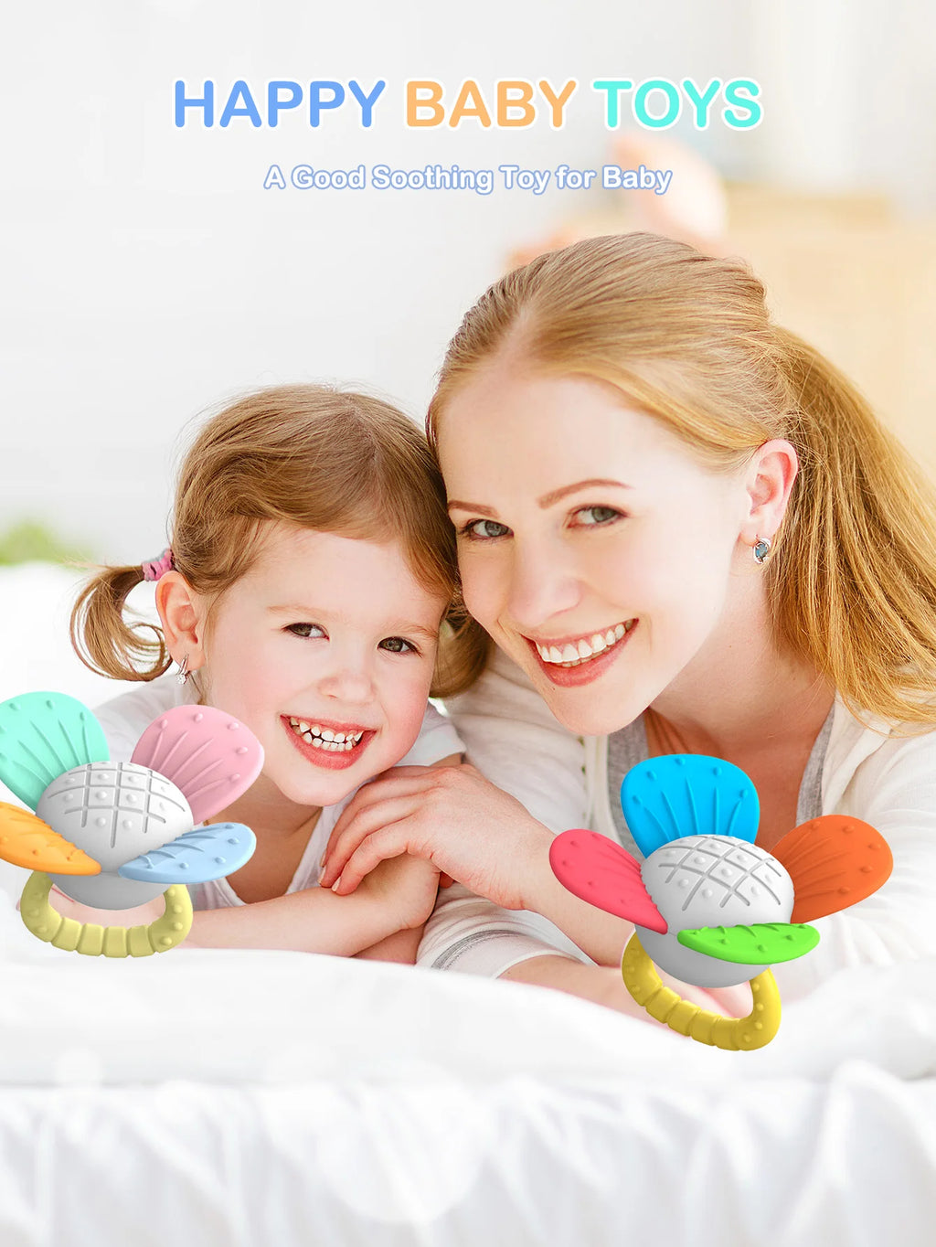BPA Free Baby Silicone Teethers Sensory Toy Easy to Grasp Infant Teething Toys Food Grade Chewable Toys for Babies Newborn Gifts