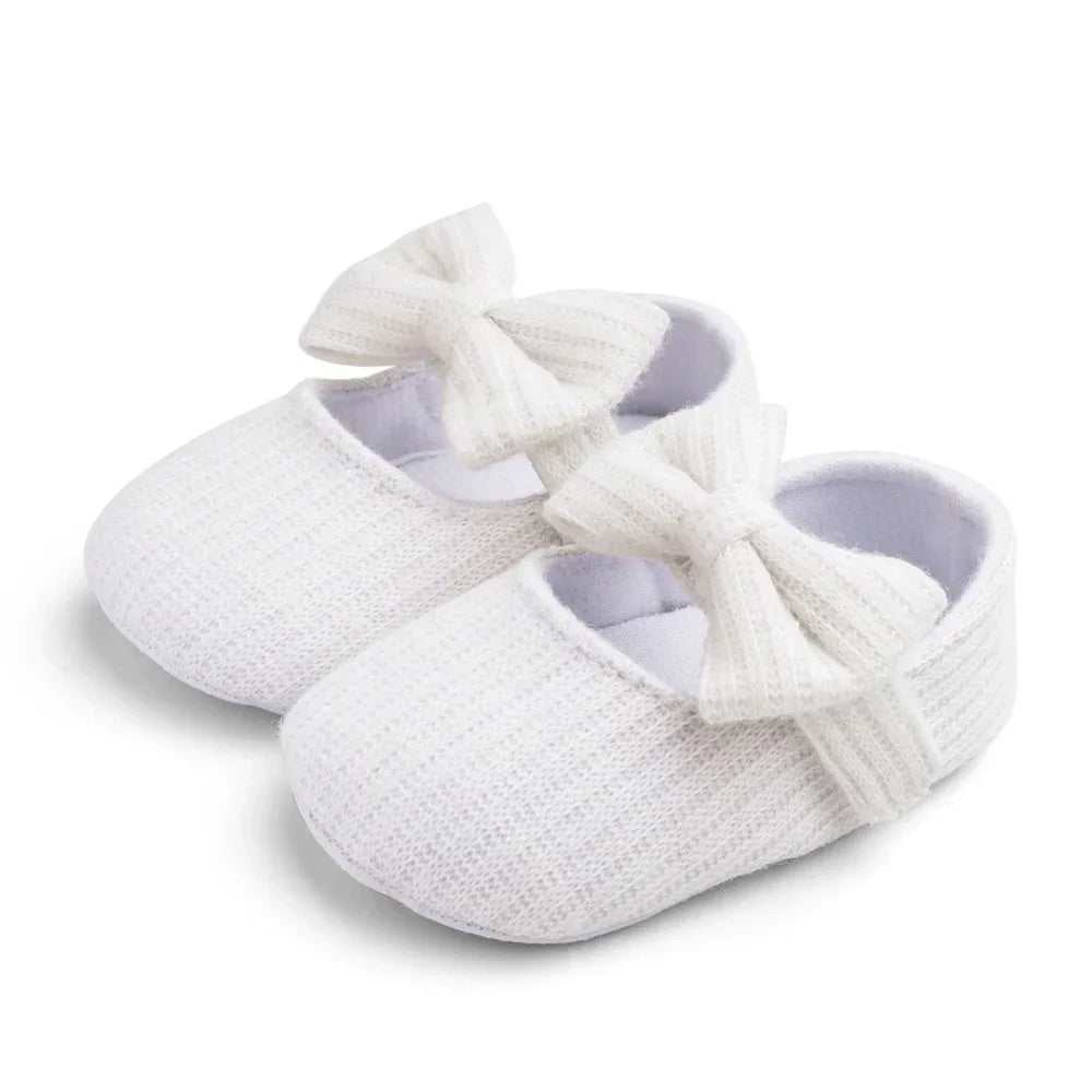 Newborn Baby Shoes Cute Bow-Knot Soft Sole Non-Slip Infant Walking Shoes for Girls 0-18 Months Princess Style First Walkers