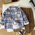 Jungen 3-teiliges Set Frühling Herbst Kleidung Anzug Langarm T-Shirt Kariertes Hemd Knöchellange Hose Kinder Set Outfits Jungen 1-5 J