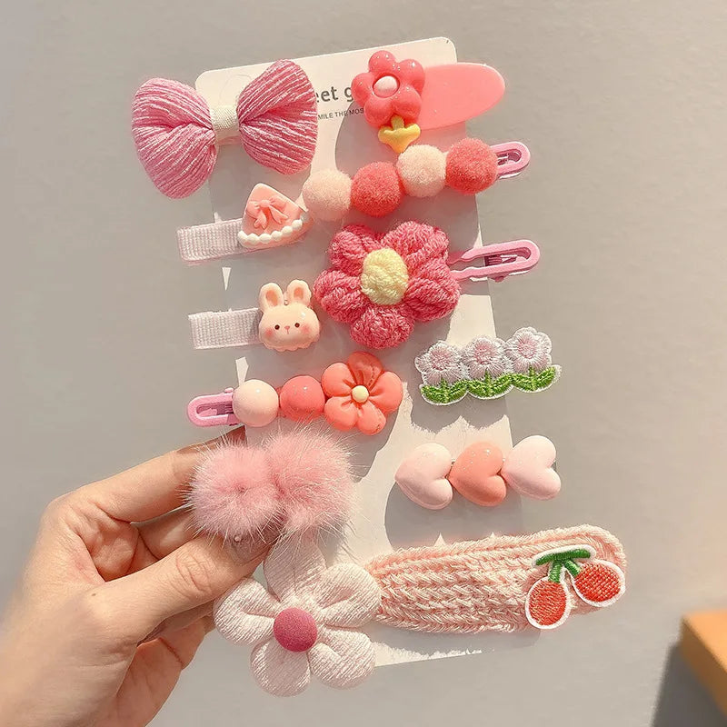 10-14PCS Bows Baby Hair Clips Hair Accessories For Girls Cartoon Animal Flower Hairpin Headdress Kids Hair Pins Birthday Gifts