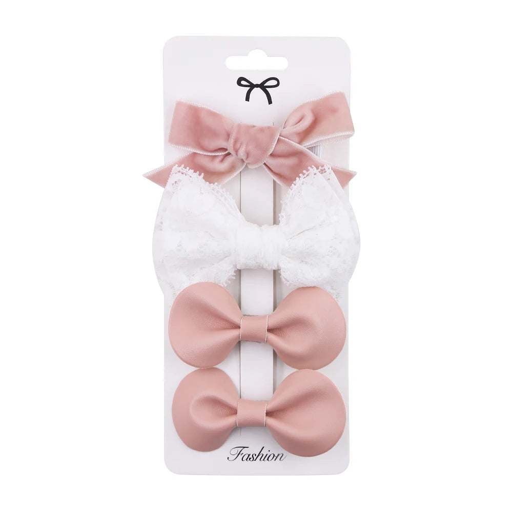 4Pcs/Set Baby Bows Hair Clips Muslin Girls Hairpins Hairclip For Kids Cotton Linen Barrette Flower Print Side Pin  Accessories