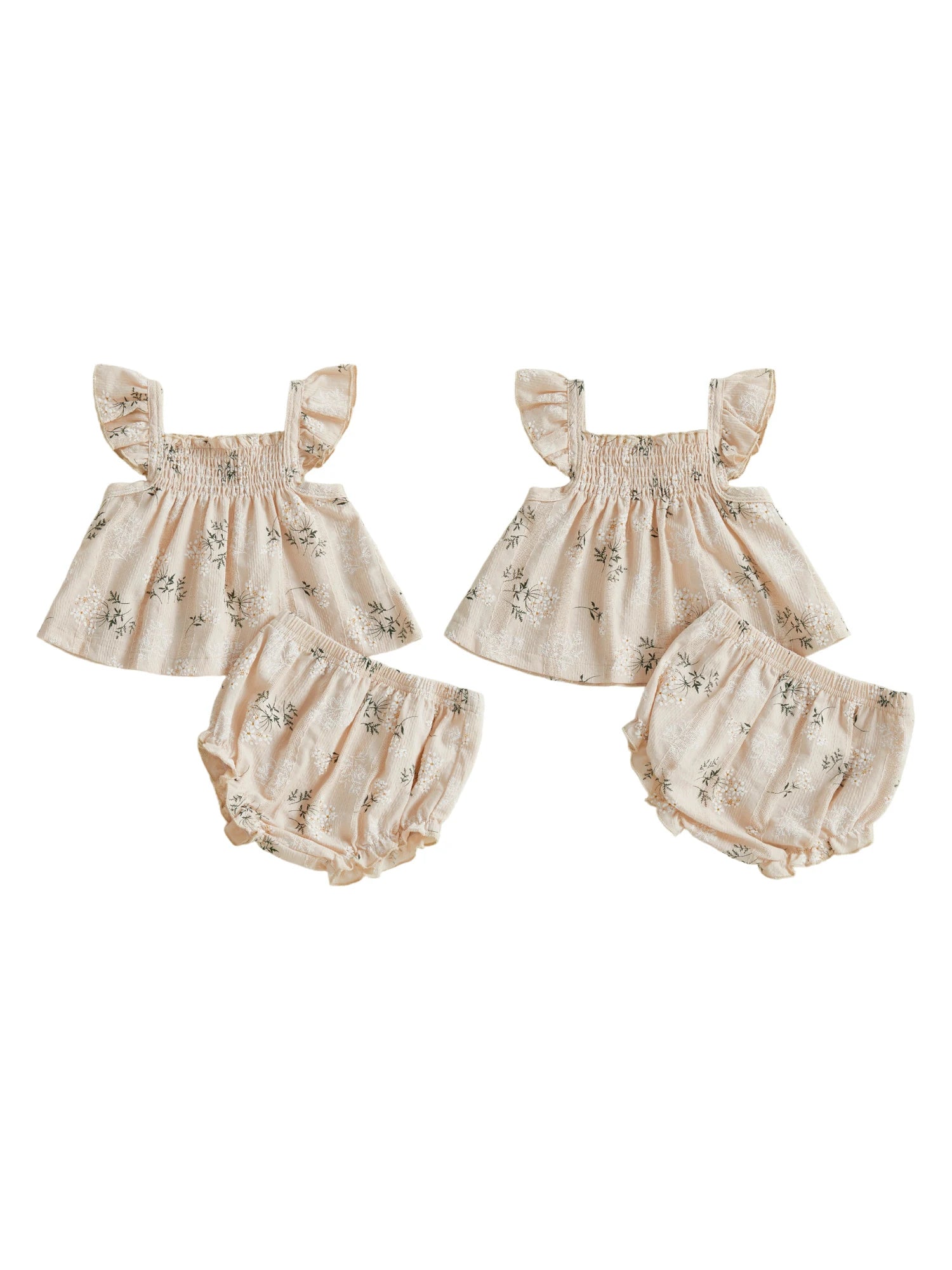 Toddler Girl Floral Print Flutter Sleeve Top and Shorts Set for Summer Cute 2 Piece Outfit for Casual Wear