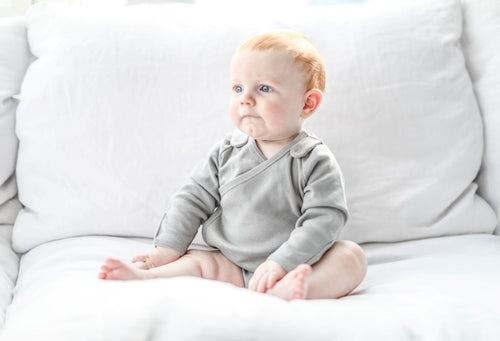 Smart Langarm Kimono Body + Lätzchen - Grau