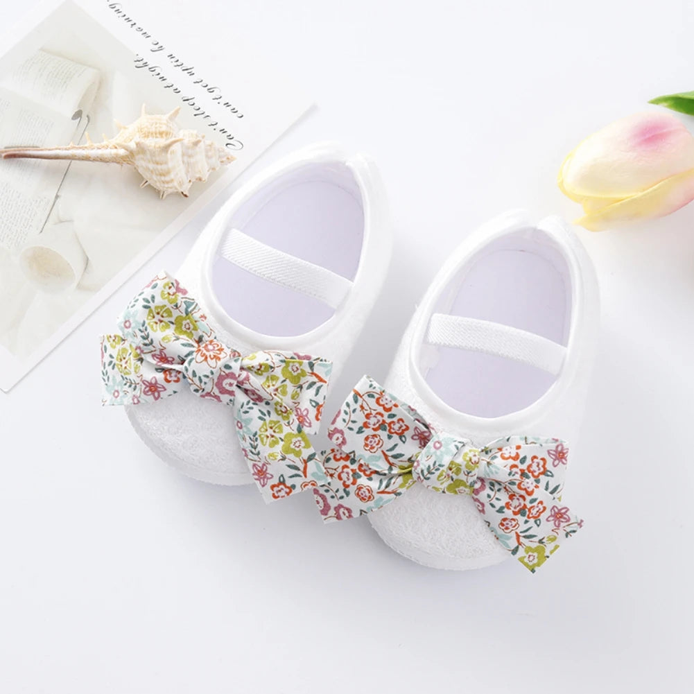 Baby Girls  Flats with  Infant Non-Slip Soft Sole Cute Bowknot Shoes Newborn Princess Wedding Shoes Toddler First Walkers 0-12M