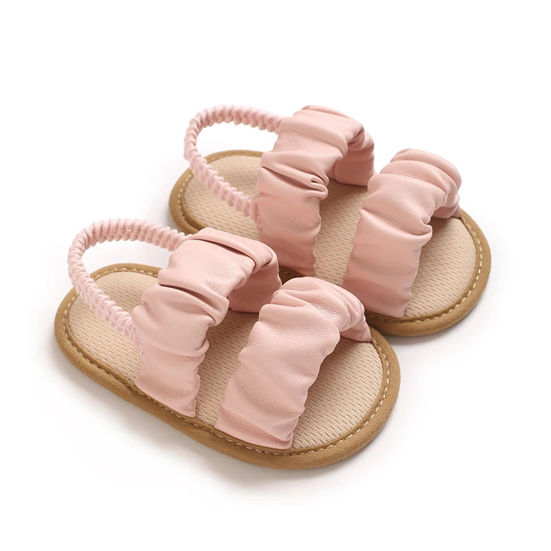 Solid Color Baby Sandals For Summer Soft Soled Non Slip Baby Walking Shoes For 0-18 Months Breathable And Anti Drop Shoes