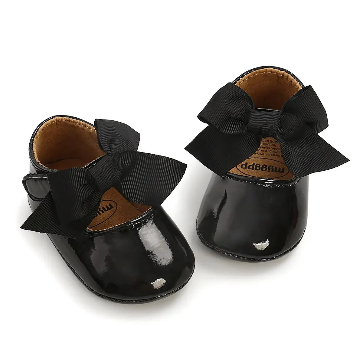 Bailarinas con nudo de lazo para bebé, suela de goma antideslizante, zapatos de PU para primeros pasos, zapatos de vestir para cuna de bebé