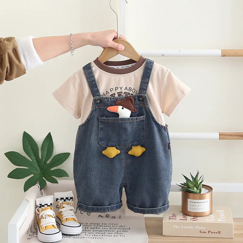 New Baby Boys Girls Clothes Suit Summer Children Boys T-Shirt Overalls 2Pcs/Sets Toddler Casual Costume Infant Kids Tracksuits