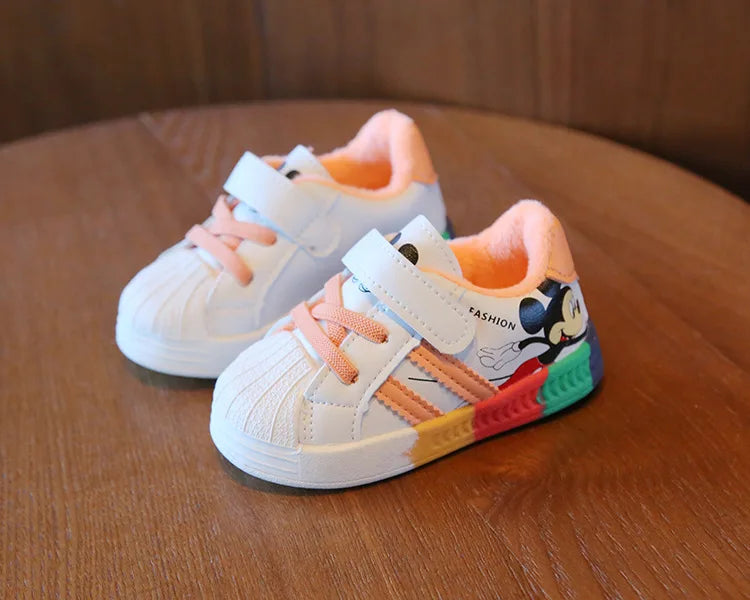 Mickey Minnie Zapatos casuales para niños niñas Zapatillas deportivas transpirables y suaves para bebés Calzado deportivo al aire libre para niños pequeños Primavera