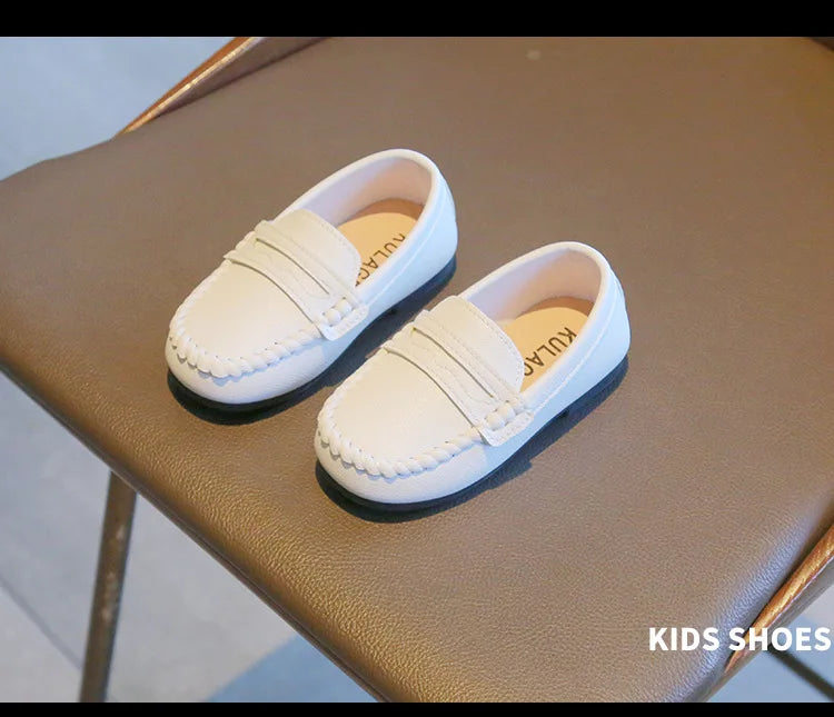 Boy Leather Shoe Fashion Solid Color Versatile Kids School Causal Single Shoes Breathable Non-slip Children Slip-on Flat Loafers