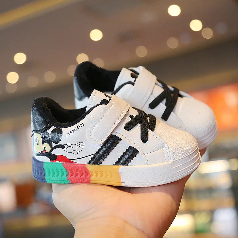 Mickey Minnie Zapatos casuales para niños niñas Zapatillas deportivas transpirables y suaves para bebés Calzado deportivo al aire libre para niños pequeños Primavera