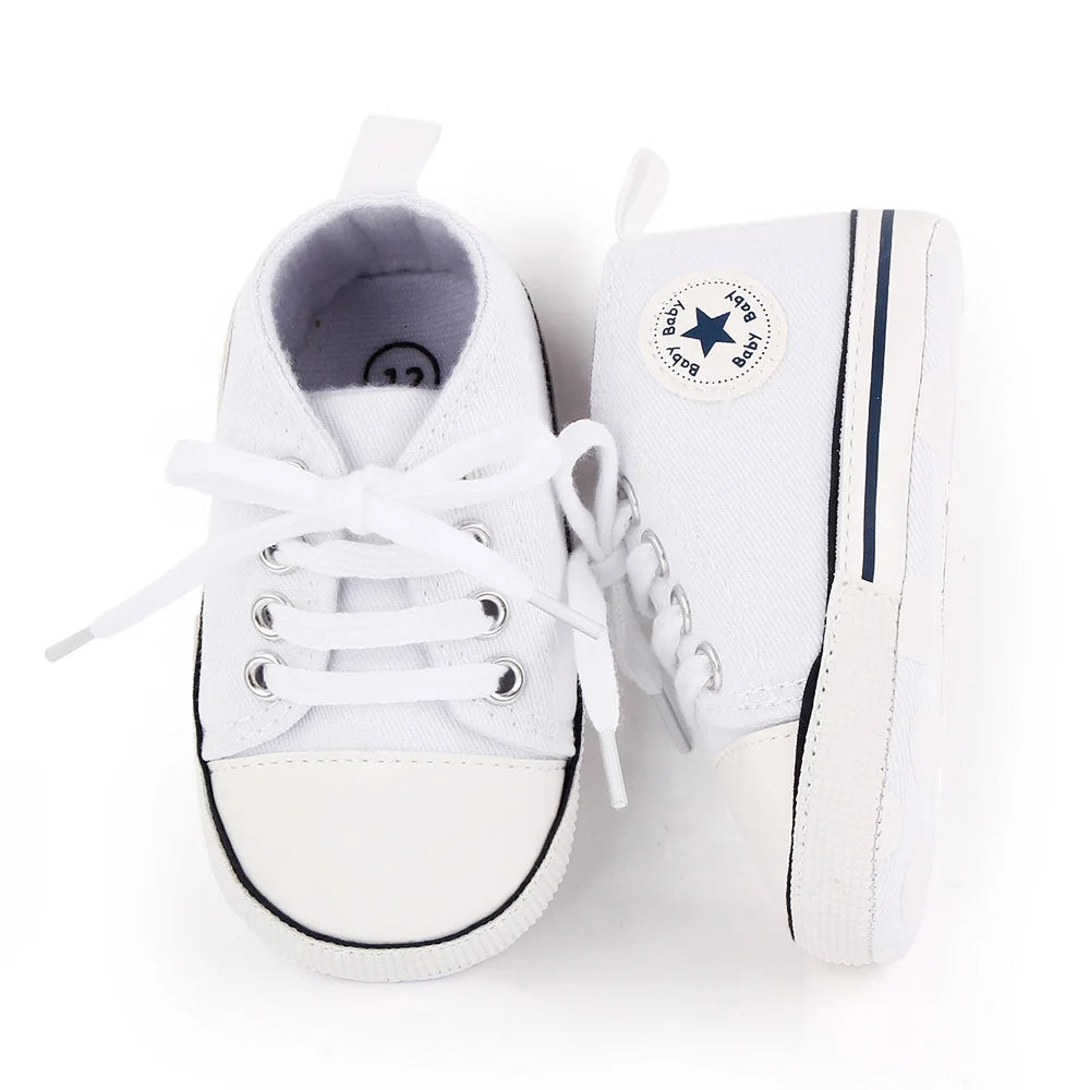 Spring New Baby Shoes Boy and Girl Classic Canvas Casual Sneakers Soft Sole Non-Slip Walking Newborn Toddler Shoes First Walkers