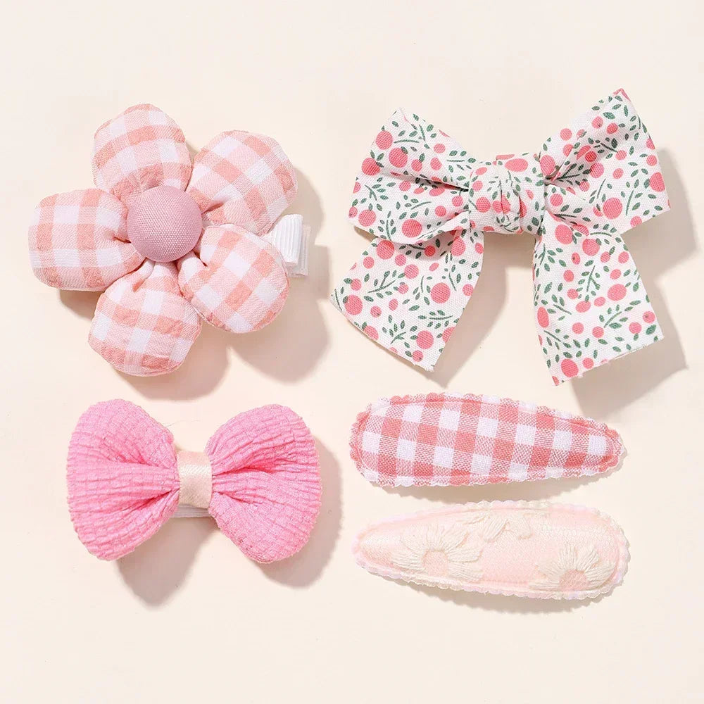 Juego de 5 pinzas para el pelo de niña, diseño floral, lazo de conejo, princesa, para niña pequeña, horquilla lateral, accesorios para el pelo.