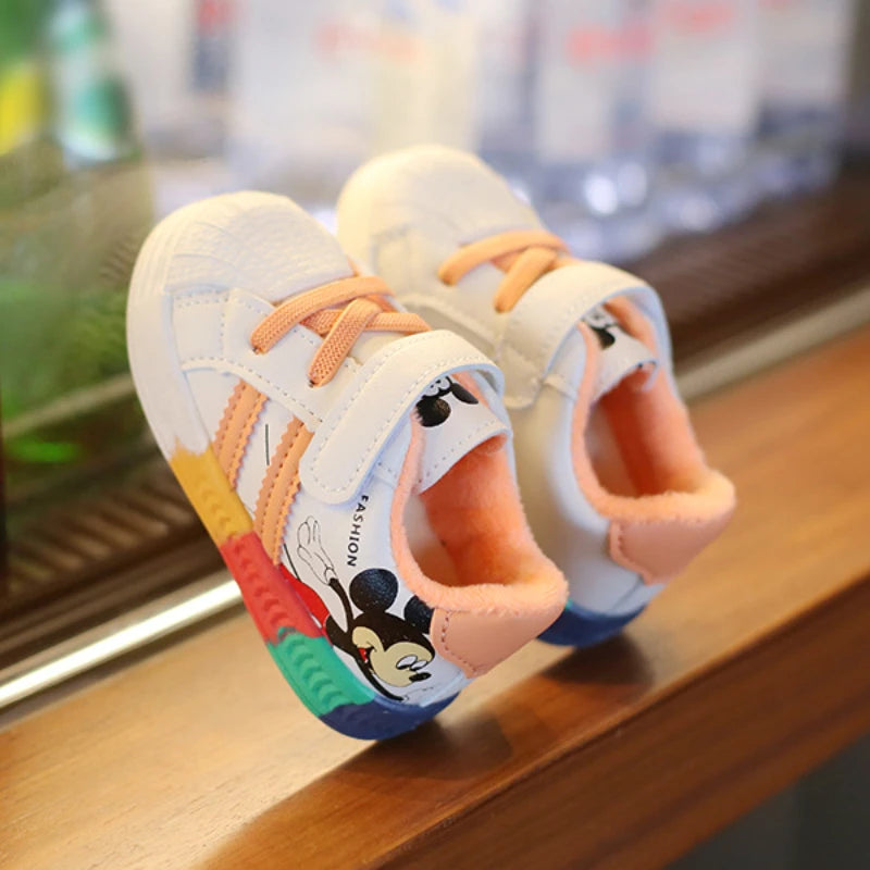 Mickey Minnie Zapatos casuales para niños niñas Zapatillas deportivas transpirables y suaves para bebés Calzado deportivo al aire libre para niños pequeños Primavera