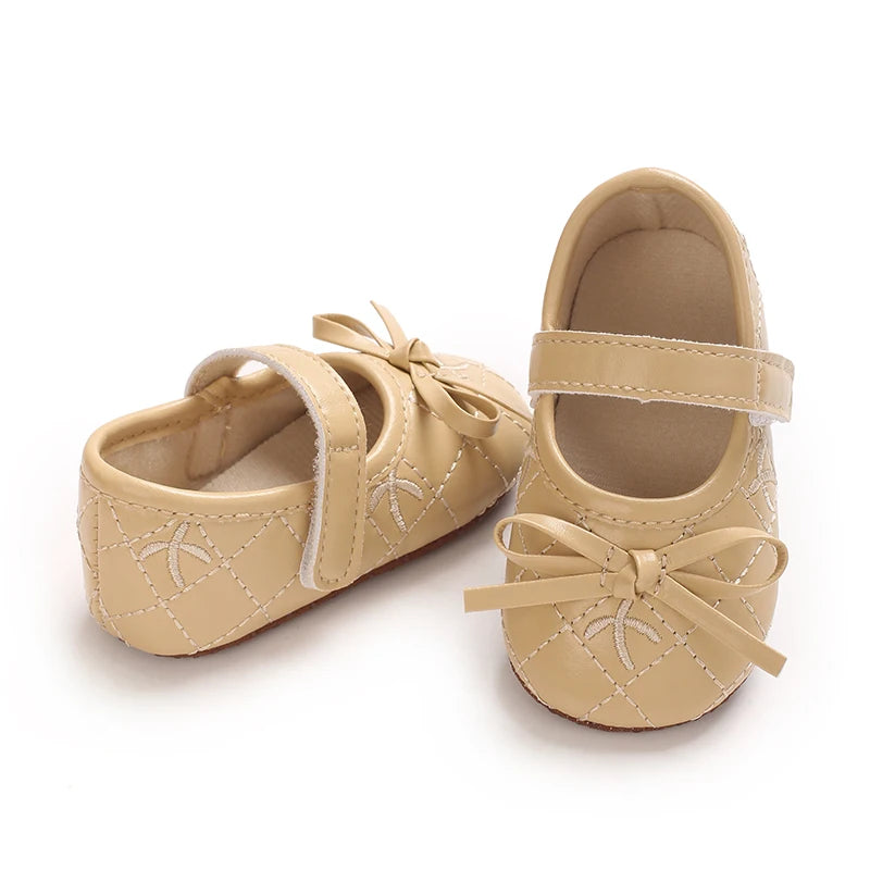 0-18M Baby Girl Leather Shoes New Spring And Autumn Bow Princess Shoes Baby Soft Sole Single Shoes Baby Walking Shoes