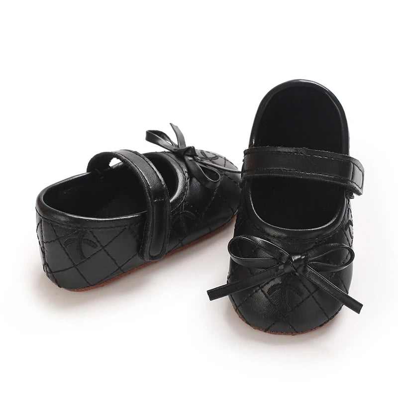 0-18M Baby Girl Leather Shoes New Spring And Autumn Bow Princess Shoes Baby Soft Sole Single Shoes Baby Walking Shoes