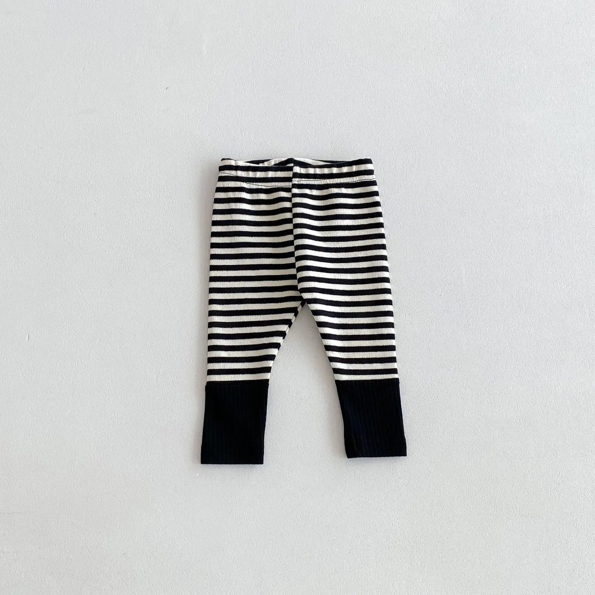 Autumn Newborn Infant Baby Boy Girls Candy Color Leggings Splice Striped Pants Fashion Baby Clothing