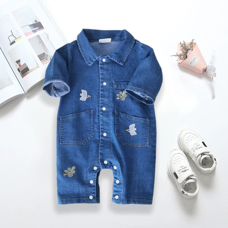 IENENS Baby Strampler Neugeborenen-Jumpsuits Kleidung Jeans Overall 0-18 Monate Junge Mädchen Weiche Anzüge Kinderkleidung
