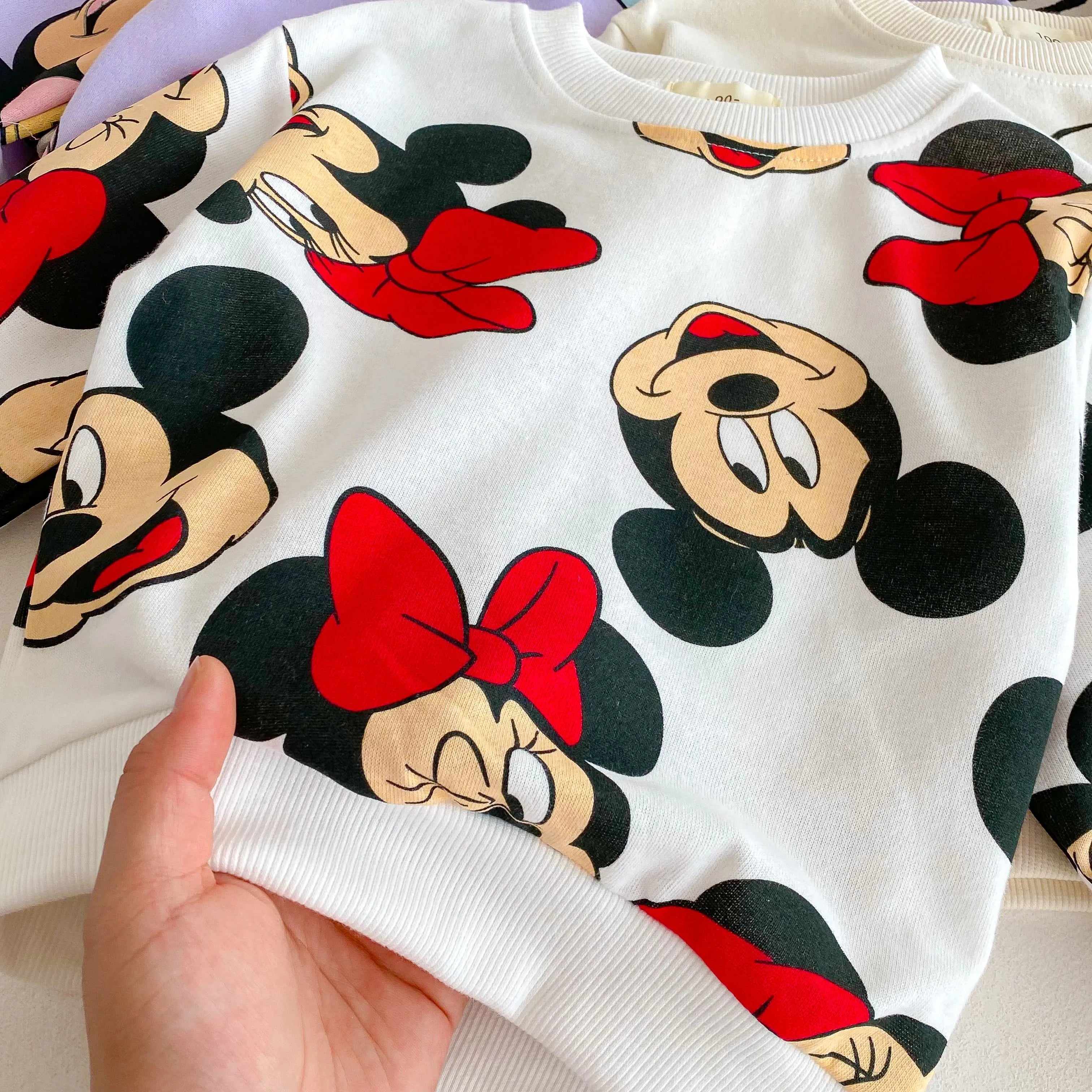 Minnie de Dibujos Animados Bebé Niña Lindo Traje de Manga Larga Holgado de Moda Chándales de Niños Ropa para Niños Pequeños Sudadera + Pantalones 2 piezas/conjunto