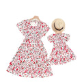 Summer Parent-Child Outfit Mommy And Me Fashion Girl Floral Print Ruffle Sleeve Sweet Dress Mother And Daughter Matching Clothes