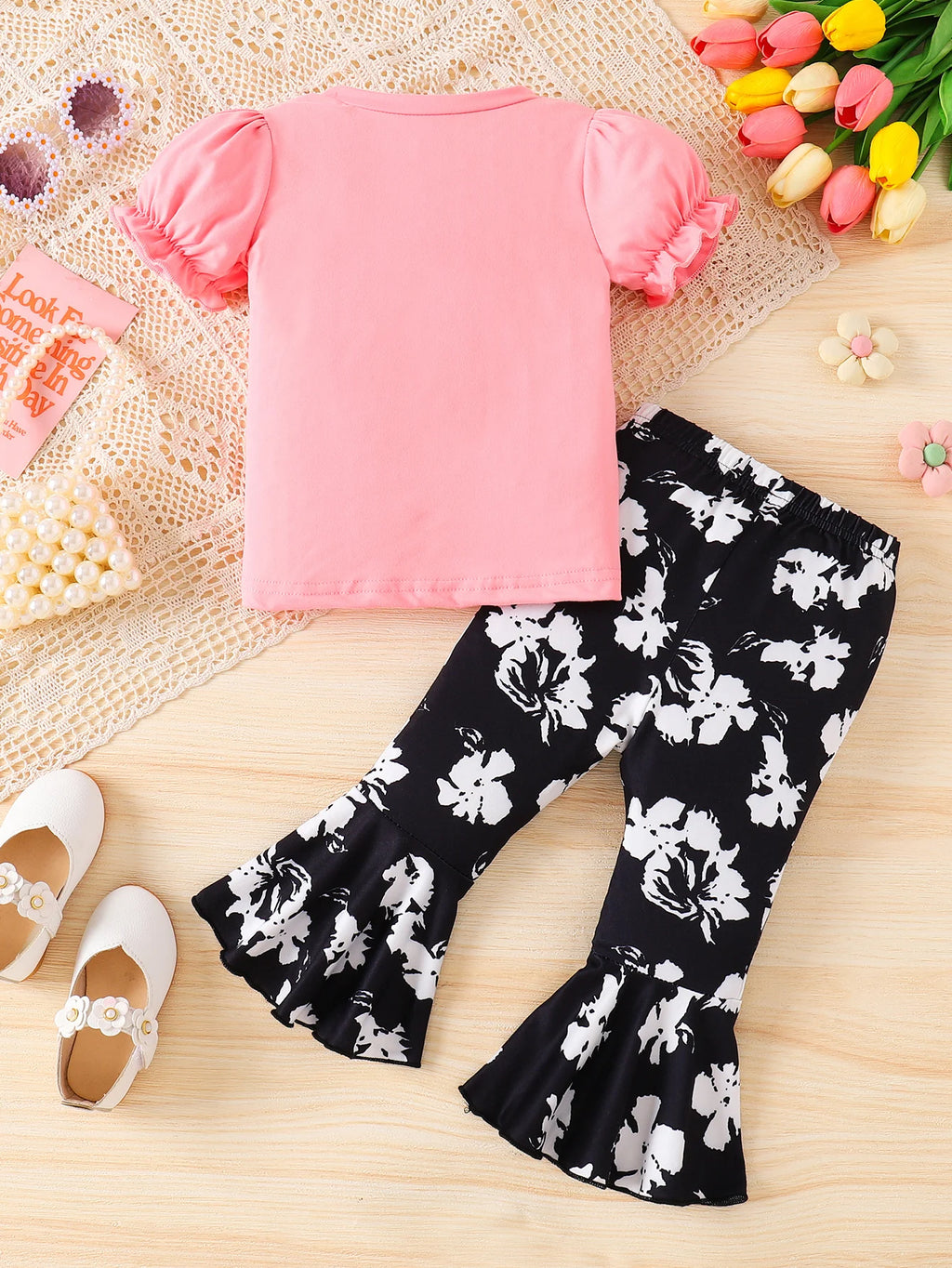 0-3yrs old Infant Baby Girl Braided Girl T-shirt+Bell-bottom pants Clothing Sets fashion