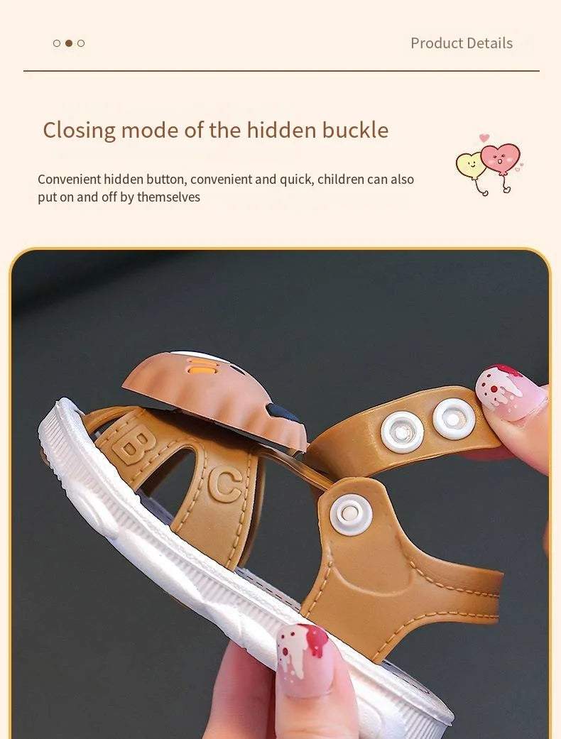 Children's Sandals 2024 Summer Boys Anti-kick Non-slip Soft-soled Infants and Toddlers 0-3 Years Old Baby Bag Head Toddler Shoes