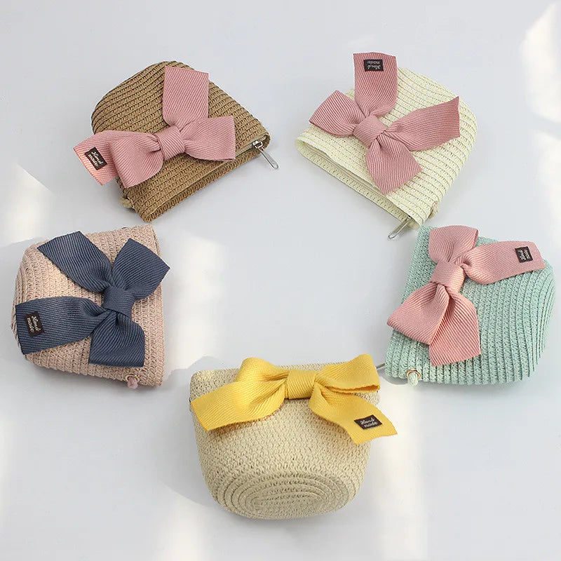 Summer Girls Beach Sun Hats Lotus Leaf Brim Cute Squinting Eyes Bowknot Outdoor Sun Protection Children Straw Cap Kids