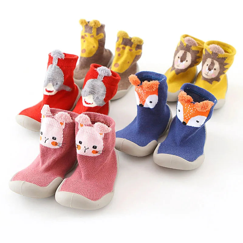 Zapatos de bebé Primeros pasos para niños pequeños Botas de punto para bebés y niñas Suela de goma suave antideslizante Zapatos informales de piso Descalzos