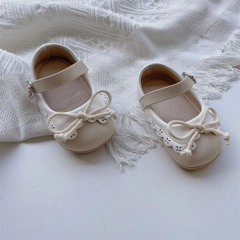 Baby Girls Walking Shoes Spring Autumn Newborn Shoes Infant Comfortable Soft Soled Toddler Kids Lace Bow Princess Shoes