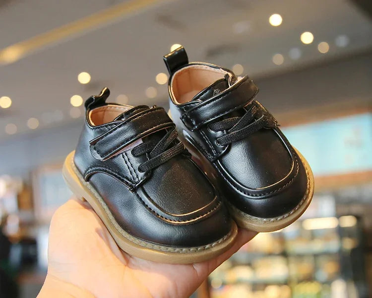 Baby Kids Small Leather Shoes British Style Boys Girls Walking Shoes Soft Sole 2024 New Children Flat Shoes Casual Comfortable