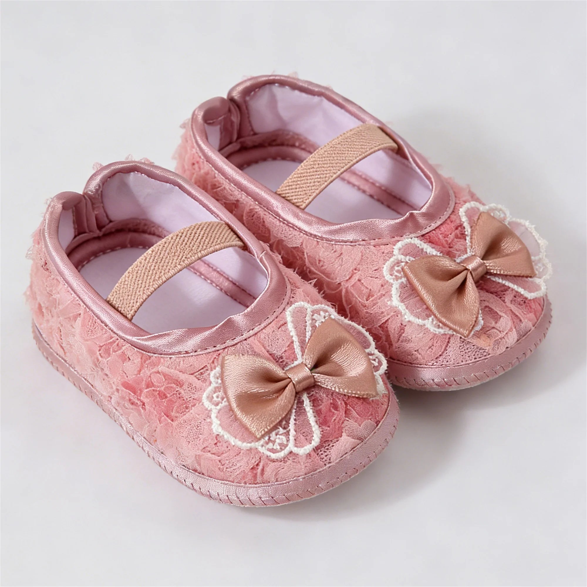 0-12months Baby Girls Shoes Soft First Walking Shoes  for infant girls Lace Bow Decorated Princess Shoes