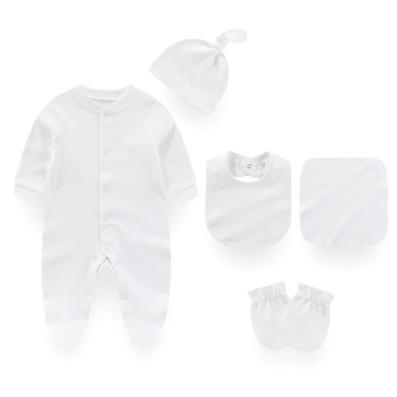 7 Packs Unisex Newborn Baby Girl Clothes Colors Solid Rompers+Burp Cloth+Bib+Hats+Gloves 100%cotton Soft Baby Clothing Sets