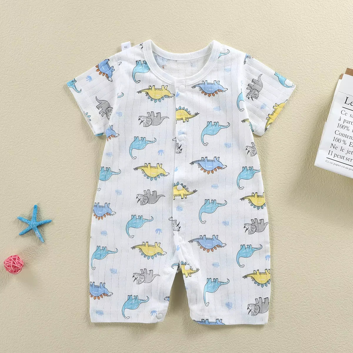 Baby Bodysuit 0-1 Years Cotton Jacquard Snap Closure Crawling Outfit Simple and Trendy Lightweight Romper