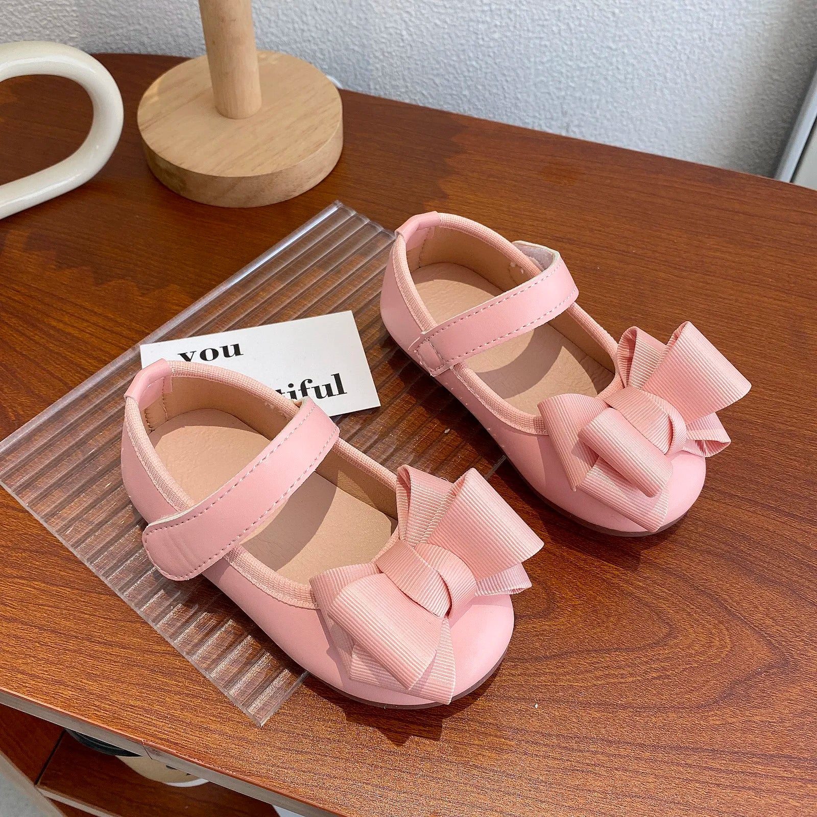 Baby Girls Leather Shoes 2025 New Autumn Toddler Ballet Flats with Cute Bow Non-slip Elegant Princess First Walker Party Shoes