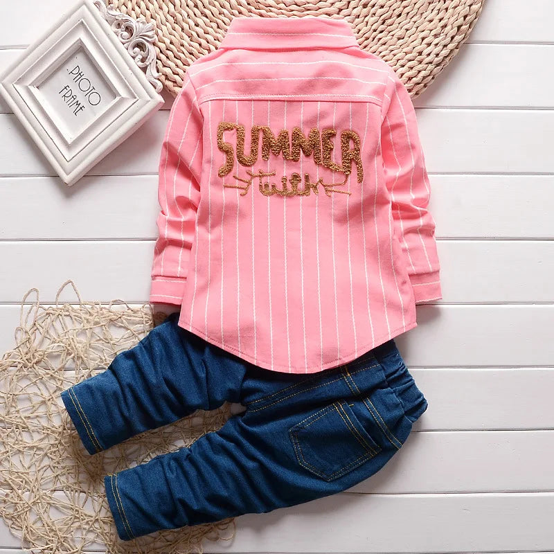 Kinder Jungen Kleidung Baby Casual Fliege Hemd + Hose 2-teilige Sets Sommer Kleinkind Denim Outfits Kinder Anzüge Kleinkind Kleidung BC1219
