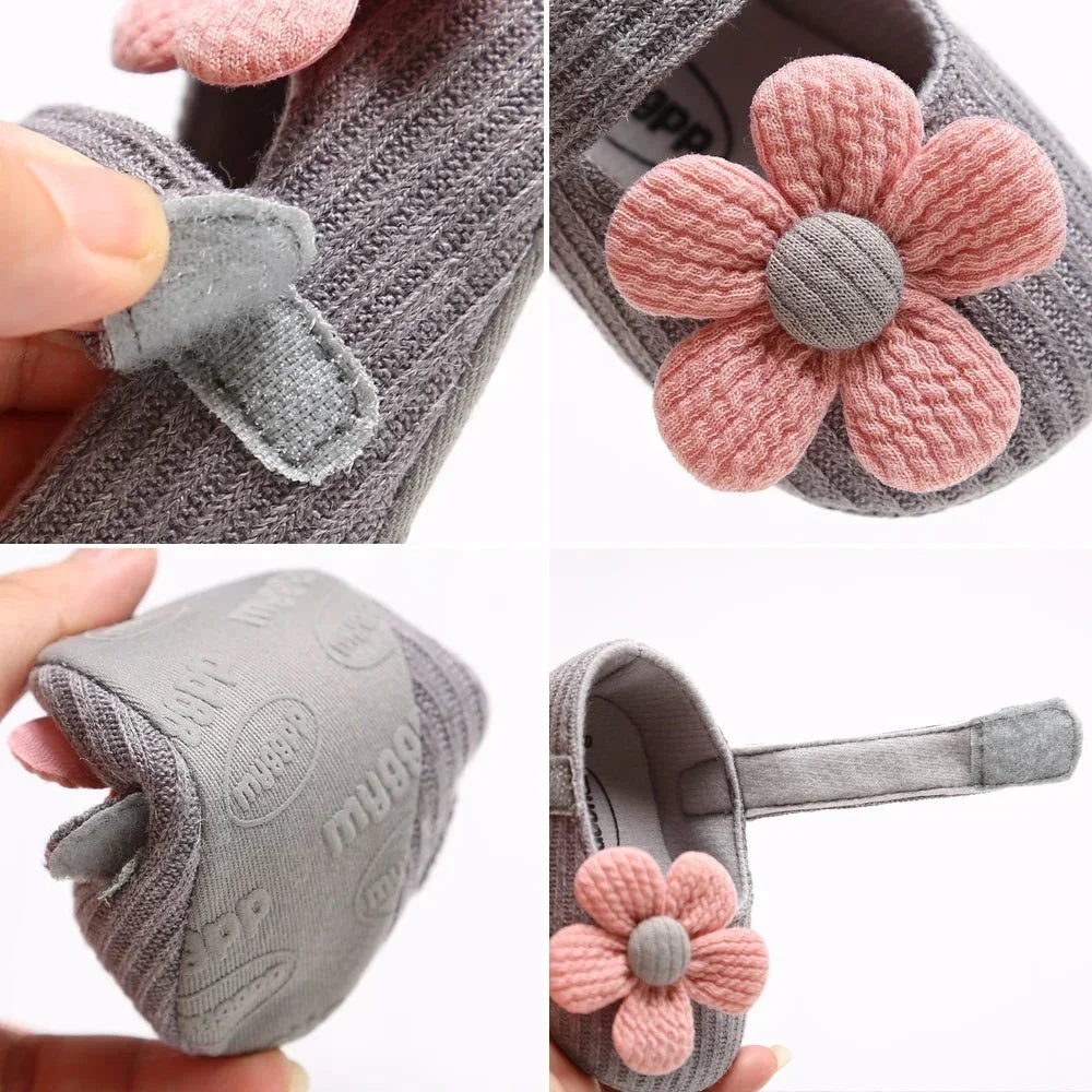 Newborn Baby Shoes Cute Bow-Knot Soft Sole Non-Slip Infant Walking Shoes for Girls 0-18 Months Princess Style First Walkers