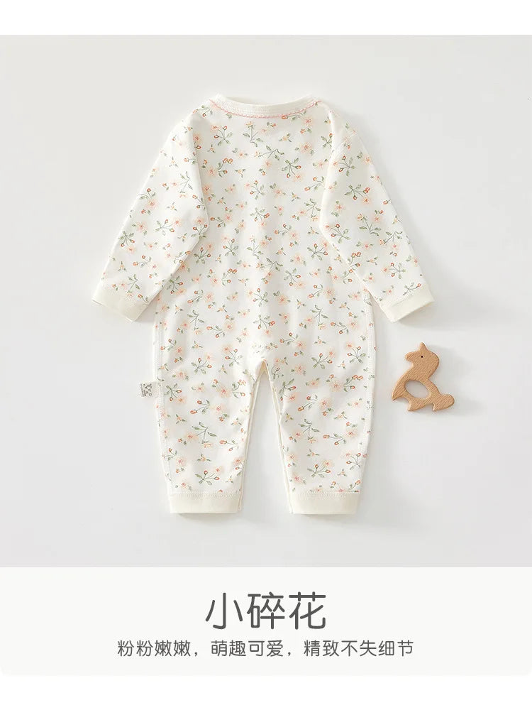Bezaubernder Baby-Strampler für Frühling und Herbst, weicher Strampler aus reiner Baumwolle, Prinzessinnen- & Prinzen-Stil, perfekter Krabbelanzug für Babys.