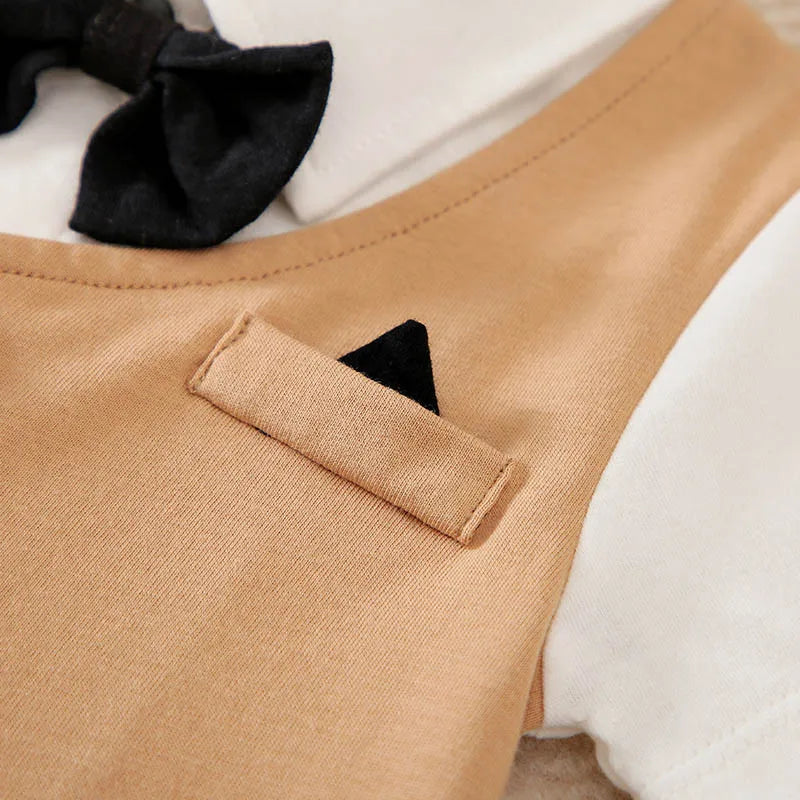 0-18 Baby-Bodysuit Gentleman Style Elegant Formell Baumwolle Bequem Weich Jungen Und Mädchen Sommer Kurzarm Neugeborenenkleidung