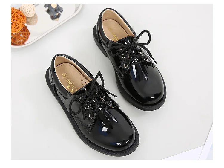 New Big Kids Loafers Boys Patent Leather Shoes Adult British Style Dress Shoes Men Casual Versatile Shoes Soft Sole Comfortable