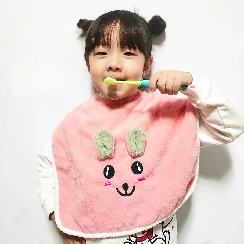 Cartoon Baby Bibs for Children Washing Face Towel Salive Towel Boys Girls Learning Brushing Teeth Towel for 3 To 8 Years Kids
