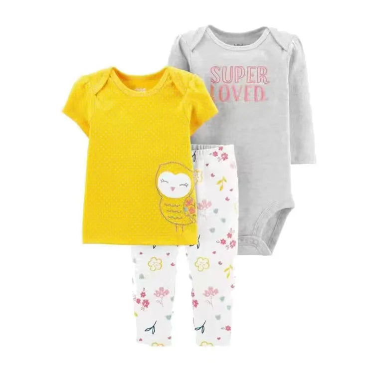 2025 Baby Mädchen Kleidung Herbst Frühling Neugeborenen Outfit Baumwoll-Body Oberteil und Hose Set Kinder Kleinkind Kleidung 6-24M